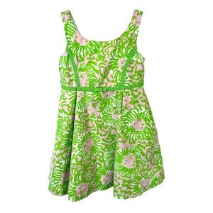 Lilly Pulitzer Girls Dress Size 4 Pink Green Lion Print Sleeveless Easter 182